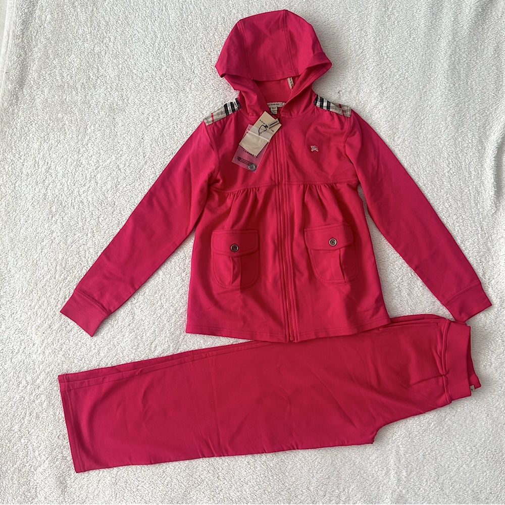 NWT Authentic Burberry Girl Ruffled High Waist Track Jacket and Pant Set
